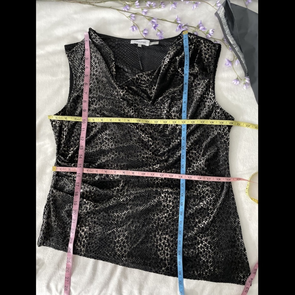 NWT Calvin Klein Cowl Neck Sleeveless Velvet Top - Picture 3 of 12